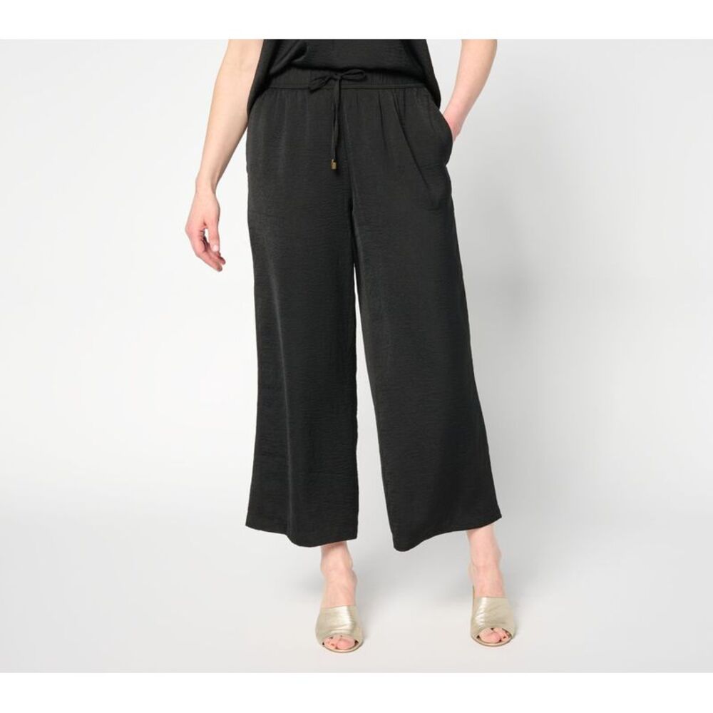 nicole by Nicole Miller Women's Pants Sz L Charmeuse Pull-On Pant Black A689894